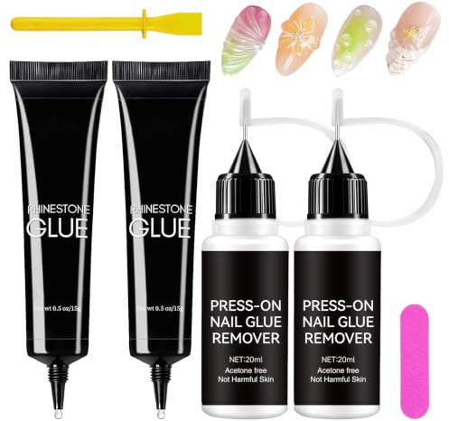 Kit Para Quitar Pegamento De Uñas (Set De 6 Piezas): 2 X 15 G Gel Para Pegamento Uñas + 2 X 20 Ml De Removedor Ecológico, Jeringas + Raspador + Tiras De Lijado Manicuras Caseras.