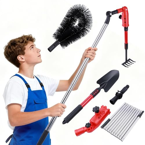 Telescopic Gutter Cleaning Tool, 4M Roof Brush for Removing Leaves, Debris & Spider Webs - Efficient & Versatile Gutter Cleaner for Home Maintenance
