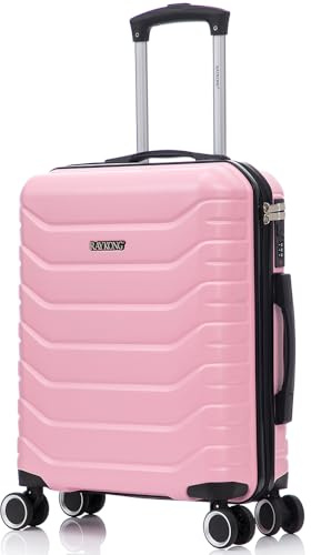RAYKONG Valise Cabine 55x40x20cm (40L) Polycarbonate - Serrure integrée - 20 Pouces - (RK12|Rose)