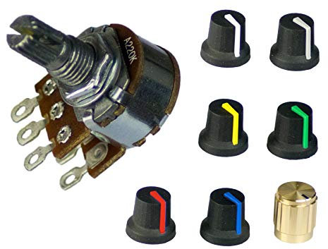Potentiometer Stereo linear 1K | 2,2K | 5K | 10K | 22K | 50K | 100K | 220K | 500K | Drehregler Poti Ösen (220K)