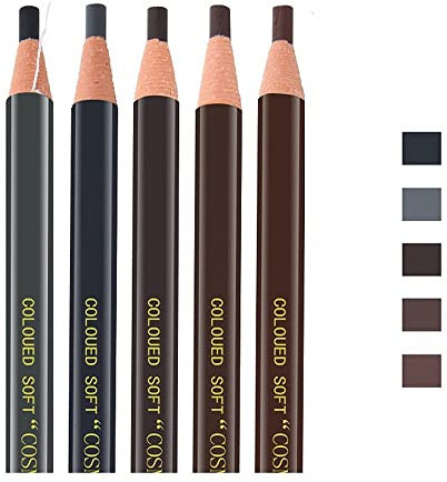 Pinkiou Augenbrauenstift-Set abziehbarer wasserfester Augenbrauenstift schwarz grau braun für Frauen natürliche Augenbrauenform Make-up (5 Stück)