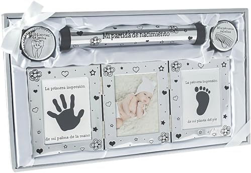 Set de Recuerdos para Bebé con Huellas de Manos y Pies, Marco de Fotos, Caja para Dientes de Leche, Primer Cabello y Tubo para Certificado de Nacimiento - Regalo Perfecto