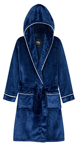 CityComfort Vestaglia Bambino Pile Super Morbida Vestaglie da Casa Morbida con Cappuccio (13-14 anni, Navy)