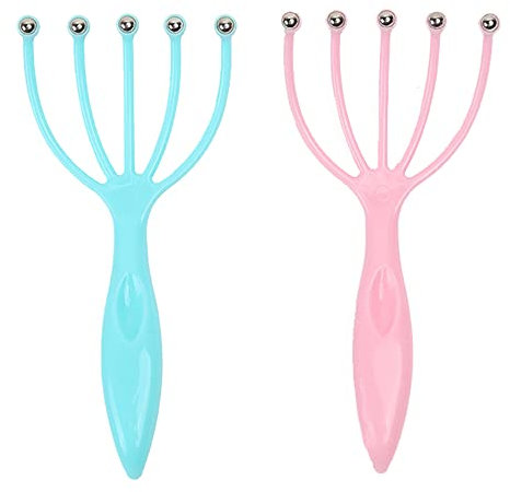 Scalp Massager, Protable Hand Held SPA Head Massager for Deep Relaxation & Stress Reduction in The Office Home SPA Father's Day and Mother's Day Gifts Pink+Blue(2-Pack)