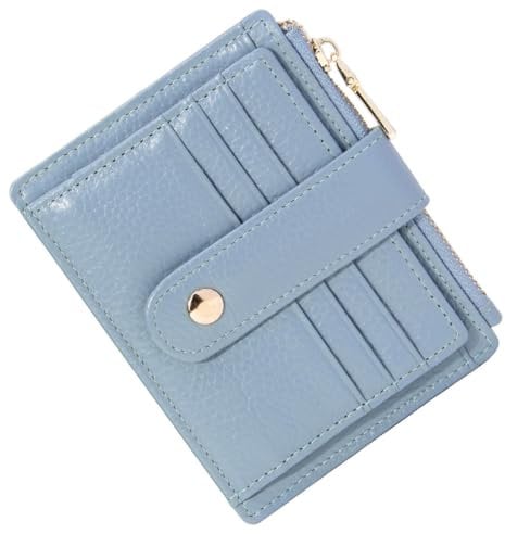 BTNEEU Homme Femme Porte Carte de Credit Cuir RFID Blocage Portefeuille Cuir Petit, Porte Carte Slim avec Poche à Monnaie, Petit Porte Monnaie Cuir avec 9 Emplacements de Carte (Bleu)
