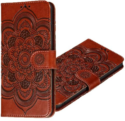 COTDINFOR Xiaomi Redmi Note 8 Pro Funda Flip Cierre Magnético Billetera Elegante Retro Suave PU Cuero Cover Anti-arañazo Carcasas para Redmi Note 8 Pro Brown Mandala LD.