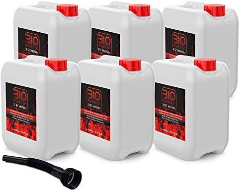 6 x 5 litros Bioetanol Premium con Embudo para chimeneas