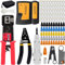 MAYLINE Crimp Tool Set for RJ45/RJ11/RJ12, Crimper Cat5/Cat6 Network Pass Through Crimping Cutter, Ethernet Wire Stripper Kit, 50PCS Connectors&50PCS Covers, Professional LAN Cable Tester(Red)