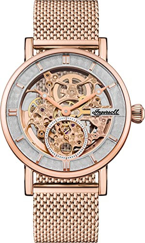 Ingersoll The Herald Herren-Automatikuhr, 40 mm, mit skelettiertem Zifferblatt und Edelstahlarmband I00406B