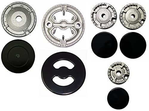 Hotpoint Ariston - Kit 5 bruciatori completi di piattelli spartifiamma 4 fuochi + tripla corona per cucina piano cottura 5 fuochi - Made in Italy - AR08
