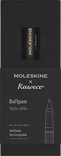 Moleskine x Kaweco Kugelschreiber, Nachfüllbarer Stift aus ABS-Kunststoff für Schriftsteller, Notizenmacher, Mine 1,0 mm mit Blauer Tinte, Farbe Schwarz