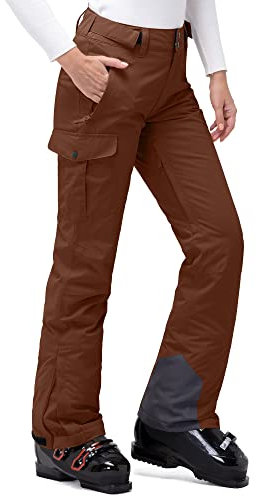 33,000ft Damen Skihose Outdoorhose Wasserdicht Winddichte Softshellhose Warme Gefütterte Thermohose Wanderhose Winter Ski Pants Women Braun M