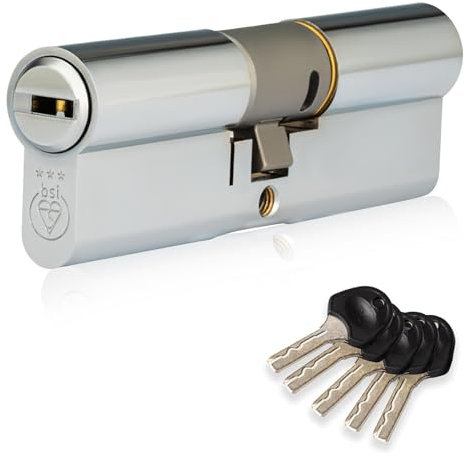 XFORT Colossus Polished Chrome 3 Star Kitemarked Euro Cylinder Lock 40EX/40 (80mm), British Standard TS007 Anti-Snap Barrel Lock, uPVC Door Lock.