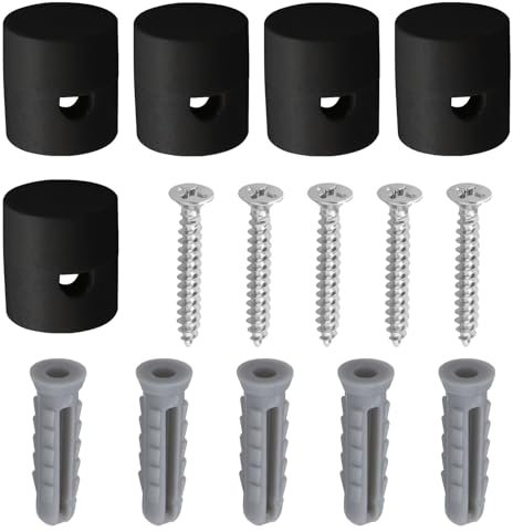 SG Store 5Pcs Ceiling Decentralizers Cable Holder Ceiling Mounts for Lamps DIY Textile Cable with 5pcs Screws and 5pcs Dowels, Black