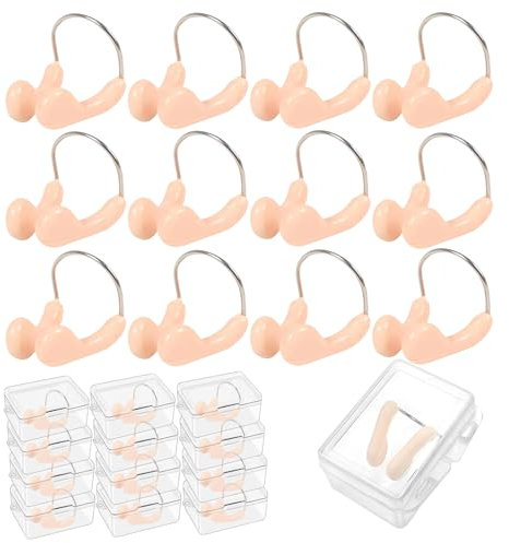 AOMAIGAD Schwimmen Nasenclip,12er-Pack Silikon-Nasenklammern,Der Nasenclip ist stark und zuverlässig,Wasserdichter Nasenschutz zum Schwimmen für Erwachsene und Kinder,Aufbewahrungsbox mit Nasenclip