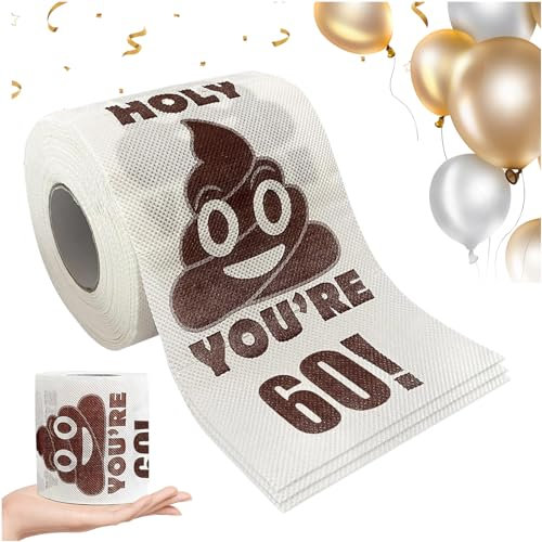 Party Supplies Gag Toilettenpapier Geschenk,Geburtstagsneuheit Toilettenpapierrollen Gag Geschenke, alles Gute zum 60. Geburtstag lustiges Toilettenpapier für den besten Streich (60th)