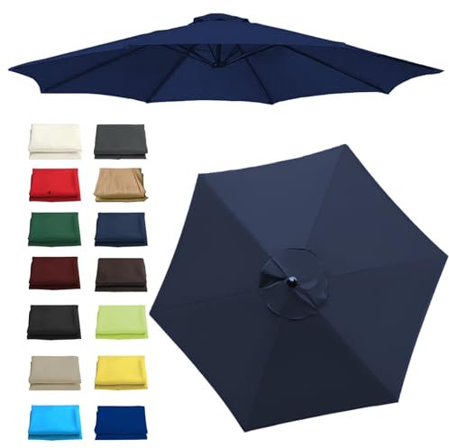 Auvent de rechange pour parasol de terrasse | Housse en tissu – 6 bras/8 bras en tissu pour parasol déporté, bleu marine, 6 ribs-2.7m(8.8ft)