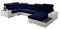 All4All Ecksofa mit Schlaffunktion Porte 358 cm x 205 cm - Wohnlandschaft U-Form - Schlafsofa mit Bettkasten - XXL Sofa - Groß - Gewebe mit Kunstleder -Blau/Weiß - Rechte Seite 26
