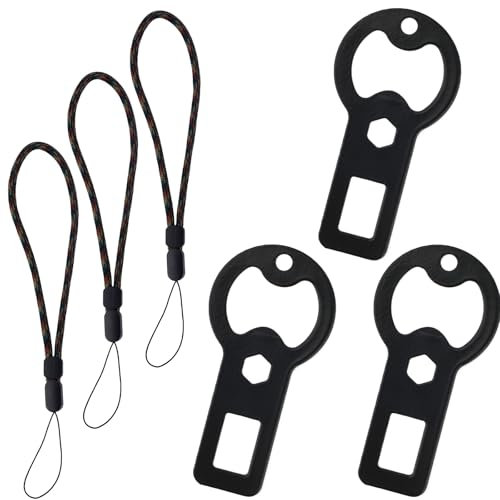 3pcs Durable Flat Bottle Openers with 3pcs Lanyards, Metal Beer Bottle Opener Keychain Portable Bottle Cap Key Opener Tool Flat Bartender Bottle Opener for Home Kitchen Restaurant Bar (Black)