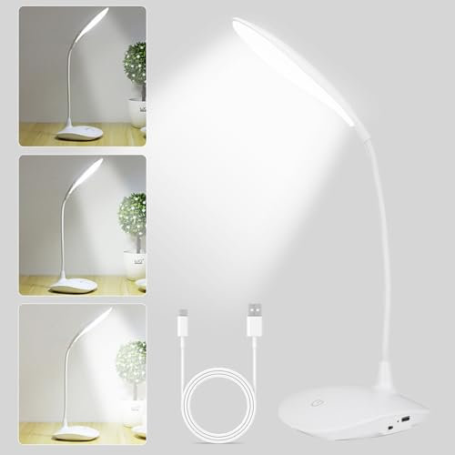 Bwaliffury Lampe de Bureau,Lampe de Bureau de Protection Des Yeux, 20 Perles LED de Lumière Blanche,3 Niveaux Réglables,Tactile Pour Allumer,Réglage Flexible à 360°,Convient Pour étudier et Travailler