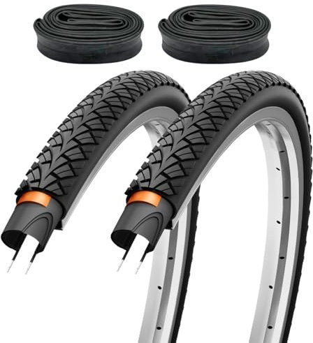 2er Set Fahrradreifen 28x1,75 Zoll 47-622 700x45c Pannenschutz mit Fahrradventil Schläuchen DV