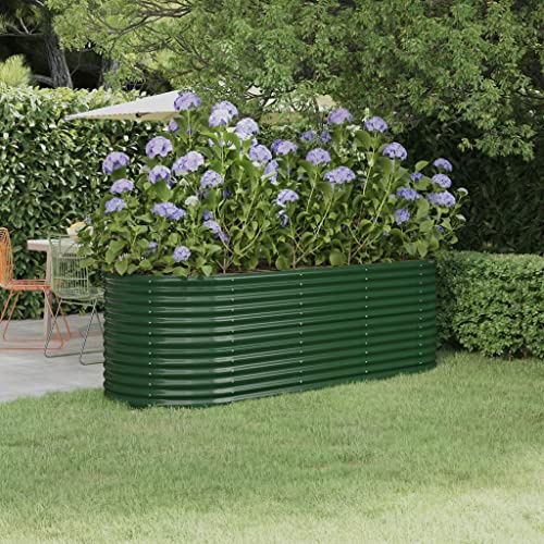 Pflanzkübel Hochbeet Gartenbeet Pflanzkasten Blumenkasten zum Selber Bauen, Pflanzbeet Gemüsebeet aus Metall, Pulverbeschichteter Stahl 224x80x68 cm Grün