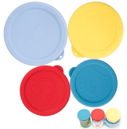 4 Packs 76mm|81mm|89mm|101mm Silicone Tin Lids Can Tops for Canned Goods | Reusable&Leakproof Can Lids | Better than Plastic | Dishwasher&Freezer Safe | Different Sizes Can Cover