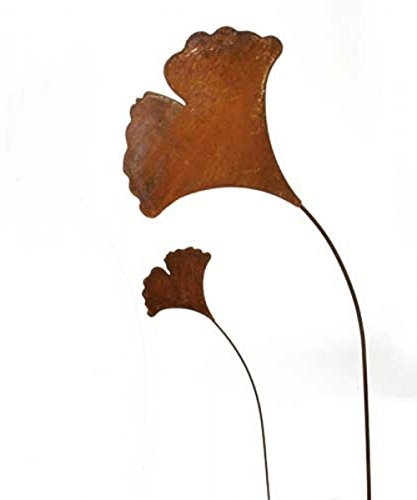 Edelrost Gartenstecker Gingkoblatt 30cm x 120cm GROßE VARIANTE
