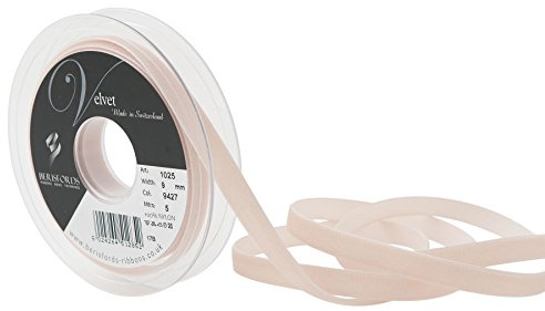 Berisfords Velvet Ribbon Beige 15mm - Nylon Craft Ribbon for Sewing, Gift Wrapping and Hair Accessories