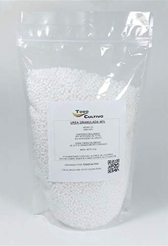 TODOCULTIVO Urea Granulada 46%. Fertilizante nitrogenado. 5 Kilos. Proporciona nitrógeno necesario para la síntesis de la clorofila.