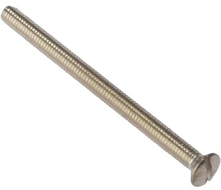Pack of 100 x Raised Countersunk Slotted Electrical Fitting Screws M3.5 x 50mm Long (BZP)