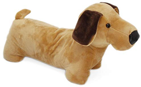 Adorable Sausage Dog Dachshund Puppy Doorstop - Novelty Animal Door Stop - Beige