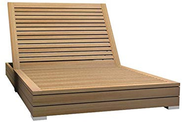 Teako Design Gartenliege Korsika Teak Doppelliege unbehandeltes Massivholz Wetterfest robust Teakholz Sonnenliege Relax