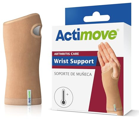 Actimove® ARTHRITIS CARE Wrist Support - Light Compression Support and Therapeutic Warmth For Wrist Arthritis - Heat-Retaining Ceramic Fibre Yarns - Beige, Small