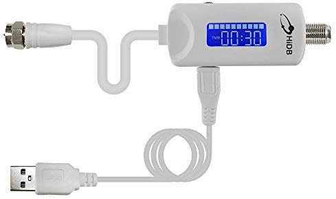HIDB Indoor TV Antenna Amplifier, 25dB High Gain Amplifier, Low Noise/Clears Up Pixelated Amplifier Signal Booster, Adjustable dB&Timer, USB Cable Power Supply (White)
