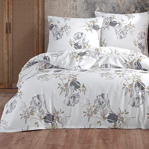 Buymax® Bettwäsche 155x220 100% Baumwolle 4-Teilig Bettbezug - Bettwäsche-Sets 155 x 220cm mit 2 mal Kissenbezüge 80x80cm, ÖKO-TEX Renforcé-Bettdeckenbezüge Set mit Reißverschluss