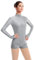 FYMNSI Damen Langarm Ballettanzug Ballettbody Sport Tanz Body Gymnastikanzug Trikot Bodysuit Einteiler Turnanzug Leotards Overall Stehkragen Einfarbig Elegant Bodies Ballett Langarmbody Grau 2XL