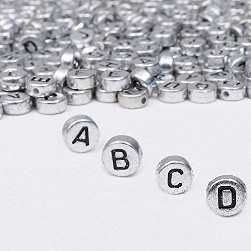 Zsail Buchstabe Perlen 1200 Alphabet A-Z Perlen Silber Acryl Runde Buchstabe Perlen für Schmuck Herstellung Armbänder Halsketten