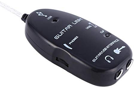 Guitar Link Ultimatives Gitarren-zu-USB-Audio-Interface mit Software-CD-Treiber für PC-Aufnahmeadapter, schwarz