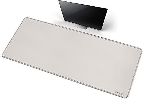 CENNBIE PU Leather Desk Pad, 170x60cm Inch Extended Mouse Pad, Non Slip Laptop Desk Pad, Desk Mat Pad Blotter Protector, Waterproof Desk Writing Pad for Office Work/Home/Decor(Cream)