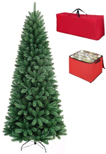 Totò Piccinni Albero di Natale Artificiale NOEL, Folto, Effetto Realistico, Rami a Gancio, Facile Montaggio, PVC, Ignifugo con Borsone (150 cm, Slim Verde)