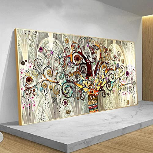 Yangxiaolei Akustikbild Lebensbaum von Gustav Klimt Landschaft Kunstdruck modern Wandbilder XXL Wanddekoration Design Wand Bild 80x160cm(31.5x63.0inch) Rahmenlos