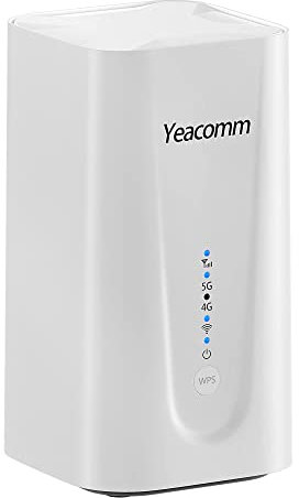 Yeacomm Módem 5G AX3600 WiFi-6 Router con ranura para tarjeta SIM, NR NSA/SA 5G Router celular de hasta 4.67 Gbps, Wireless 5G CPE y LTE Cat20 Gateway, Voz Volte, Bloqueo de banda, VPN, 4 x 4 MIMO