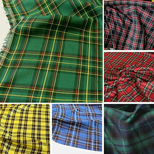 50cm TOLKO Modestoff Dekostoff kariert | Tartan Schotten-Karo Stoff | Schottland Klassiker zum Nähen Dekorieren | Blickdicht, knitterarm | 150cm breit | Stoffe zum Nähen Meterware (Grün)