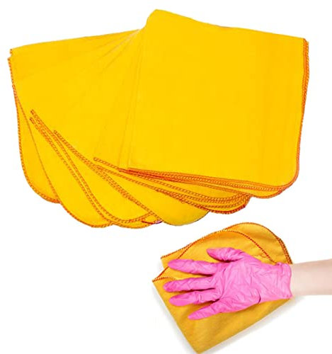 Jumbo Yellow Dusters - Pack of 24 Cleaning Cloth - 100% Cotton Heavy Duty Dusting and Polishing Cloth - Multi Surface Soft Cleaning Duster for Car, Window & Kitchen-35x45 cm (Pack of 24)