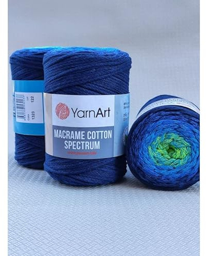 Filati Art Macrame Spettro di cotone macramè Colori armoniosi, Unici Macrame Artigianato 249,5 g, 80% cotone macramè corda multicolore macramè filato colorato peso pettinato (1323)