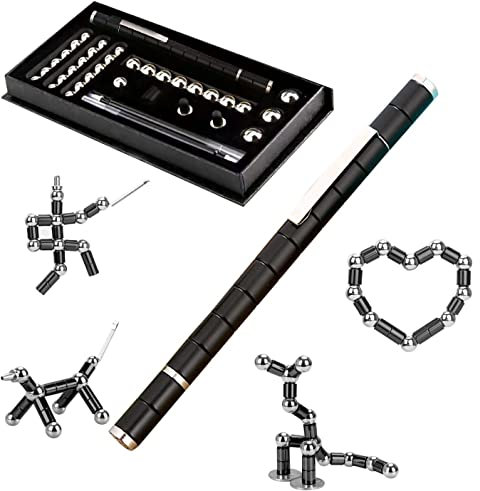QILUCKY Magnetischer Kugelschreiber, Gadgets für Männer, für Männer und Teenager, Fidget Pen, Lustig Multifunktions Magnetstift (Schwarz)