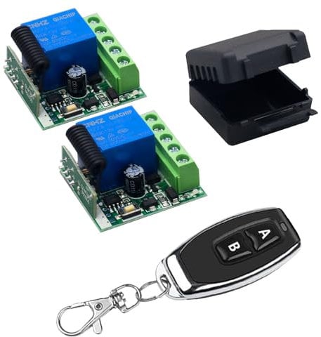 QIACHIP 433 Mhz DC 12V 1CH Interruttore di controllo remoto Wireless Modulo ricevitore relè RF con 1 trasmettitori, interruttore radio a 1 canale Telecomando fai da te