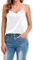 VIDUSSA Débardeur Femme Chic et élégant Col V Sangle Spaghetti Hauts Satin sans Manche Camisole Tops Shirt Blanc M