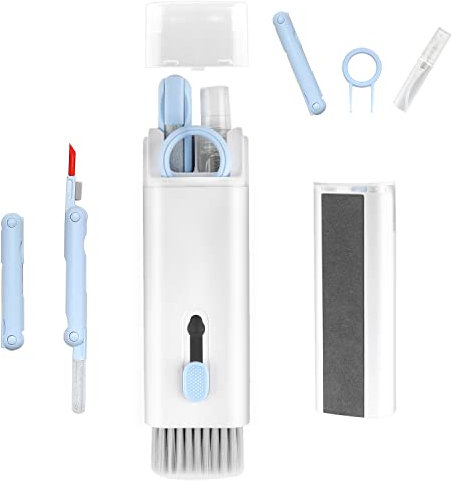 Mrisata 7-in-1 Electronics Cleaner Kit - Keyboard Cleaner kit, Portable Multifunctional Cleaning Tool for PC Monitor/Earbud/Cell Phone/Laptop/Computer/Bluetooth Earphones (with Cleaning Fluid)